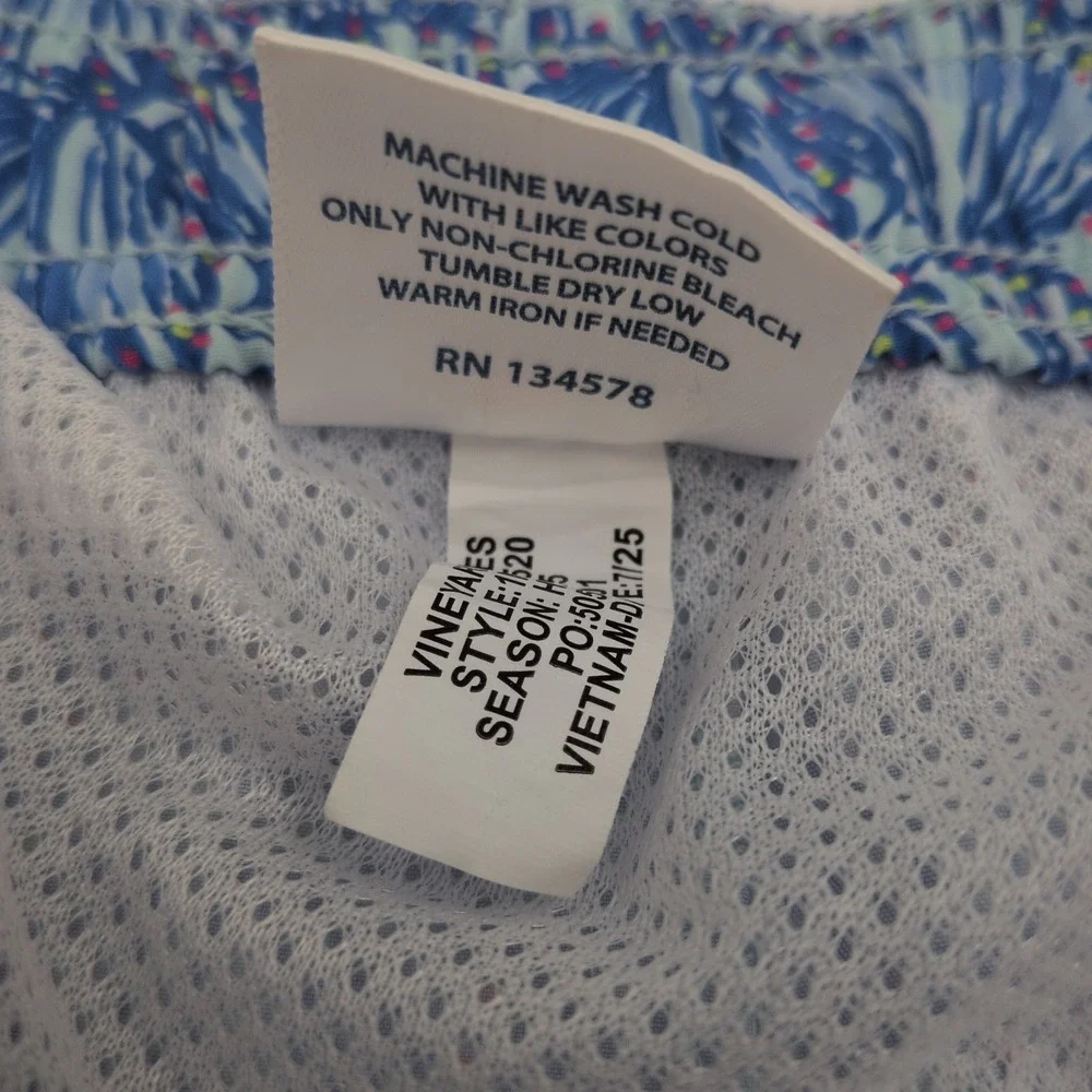 Vineyard Vines Mens Chappy Swim Trunks Blue Seashells Size Large 4.5